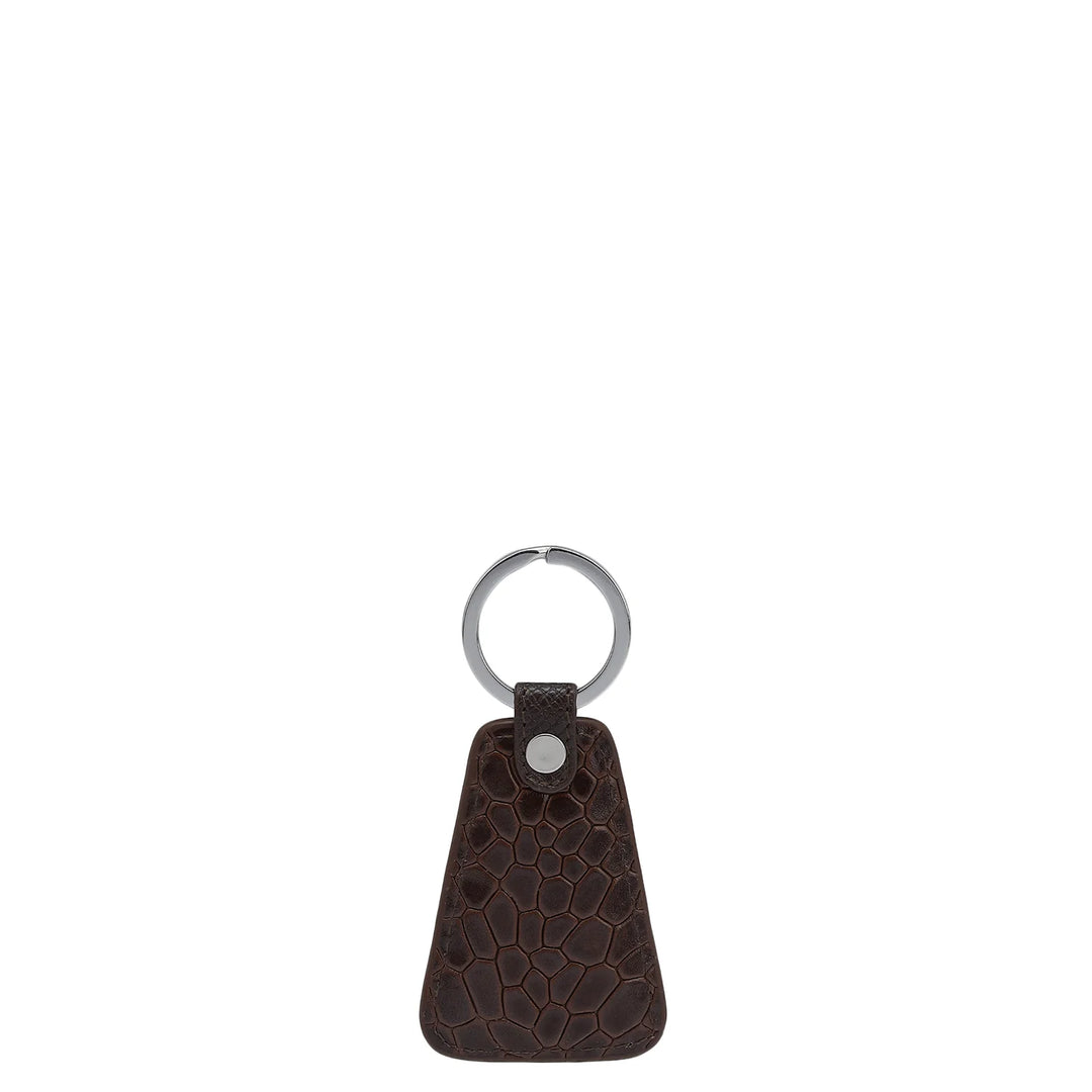 Croco Leather Key Chain - Brown