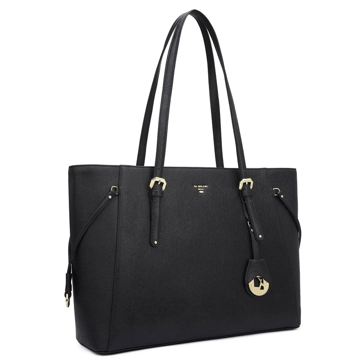 Large Franzy Leather Tote - Black