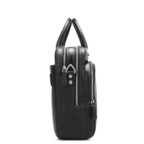 Franzy Leather Laptop Bag - Black