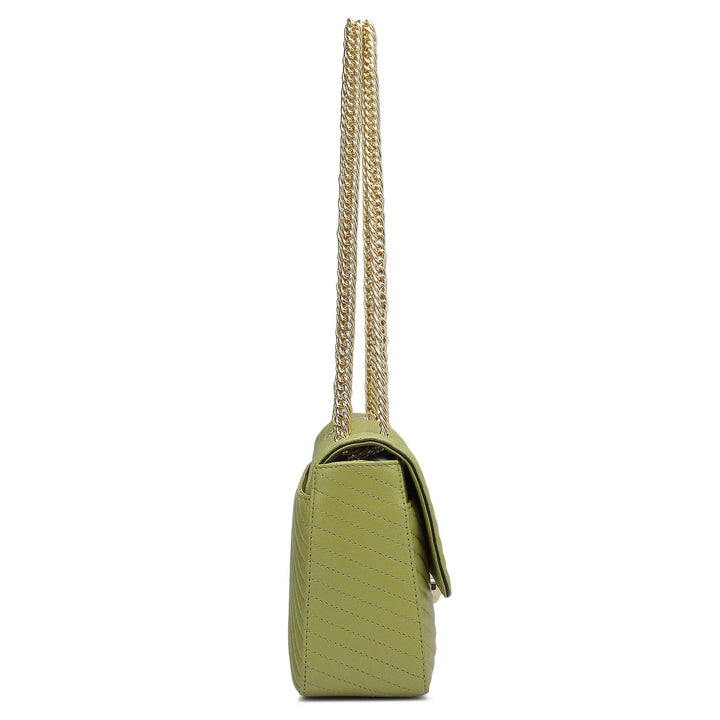 Medium Quilting Leather Shoulder Bag - Olive