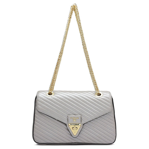 Medium Quilting Leather Shoulder Bag - Pearl