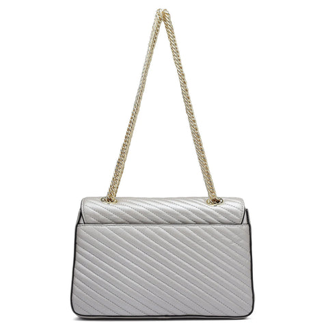 Medium Quilting Leather Shoulder Bag - Pearl