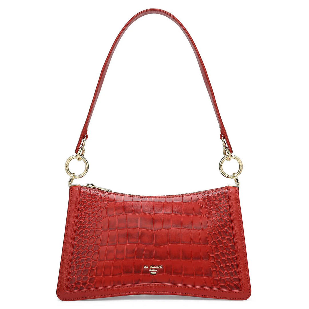 Small Croco Leather Baguette Red – Damilano UAE - Main Image