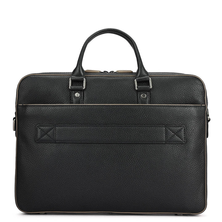Wax Leather Laptop Bag - Black
