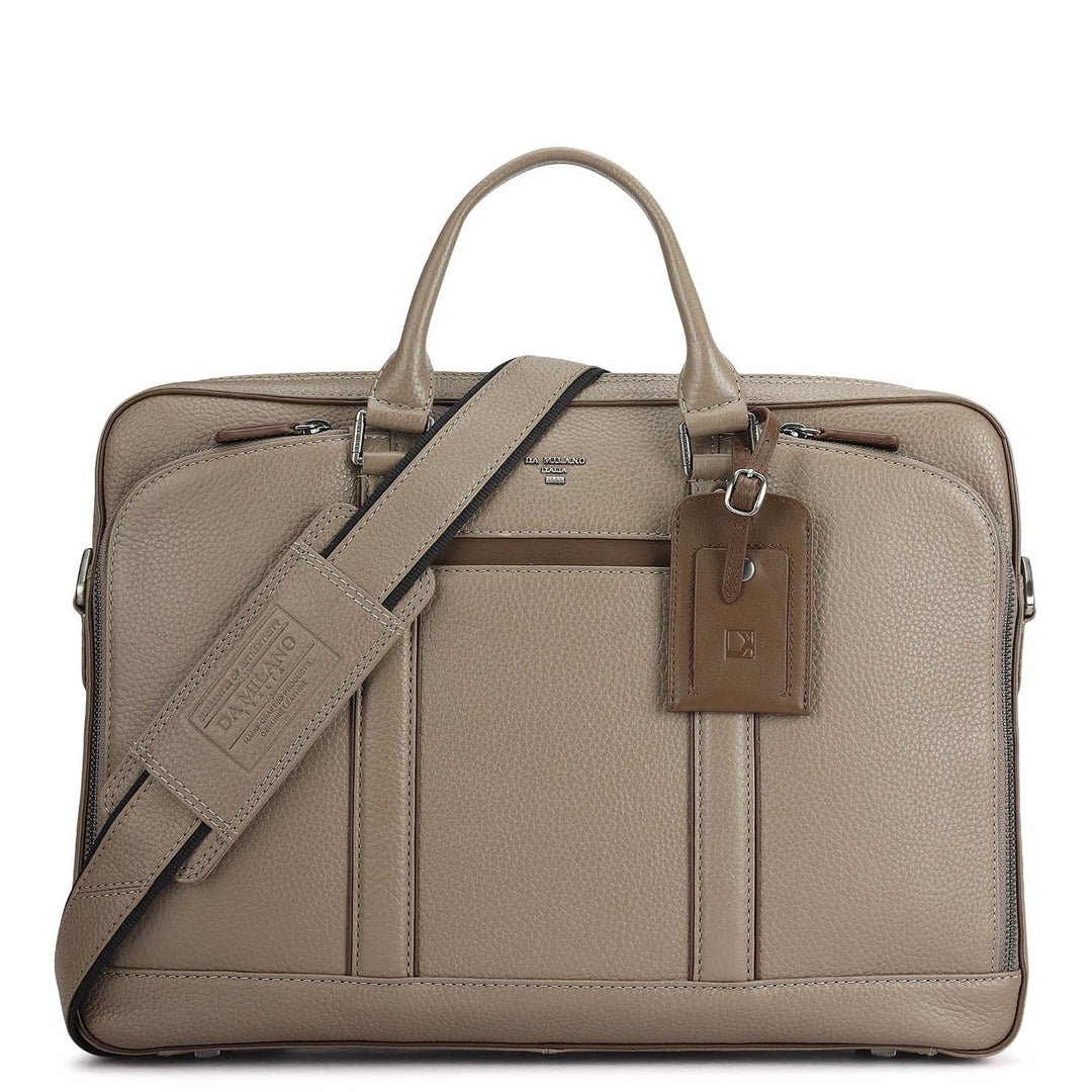 Wax Leather Laptop Bag - Smoke Grey