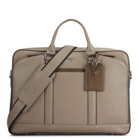 Wax Leather Laptop Bag - Smoke Grey