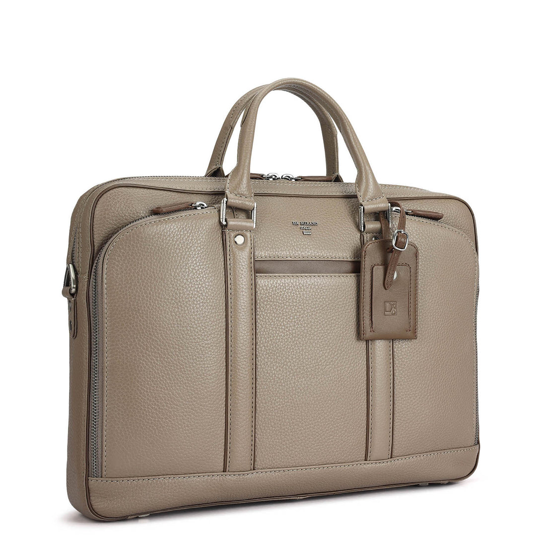 Wax Leather Laptop Bag - Smoke Grey
