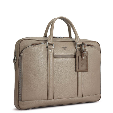 Wax Leather Laptop Bag - Smoke Grey