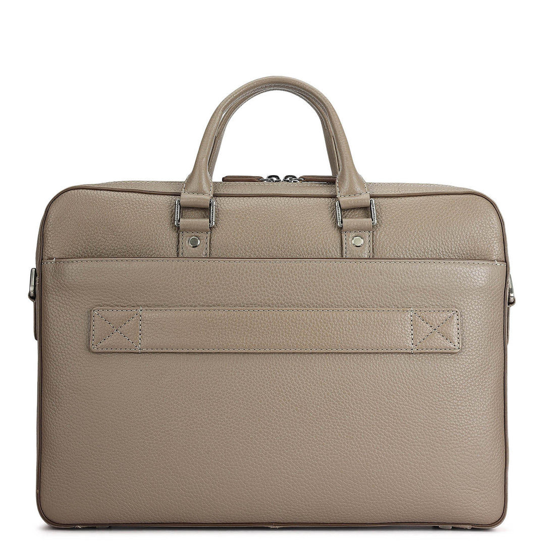 Wax Leather Laptop Bag - Smoke Grey