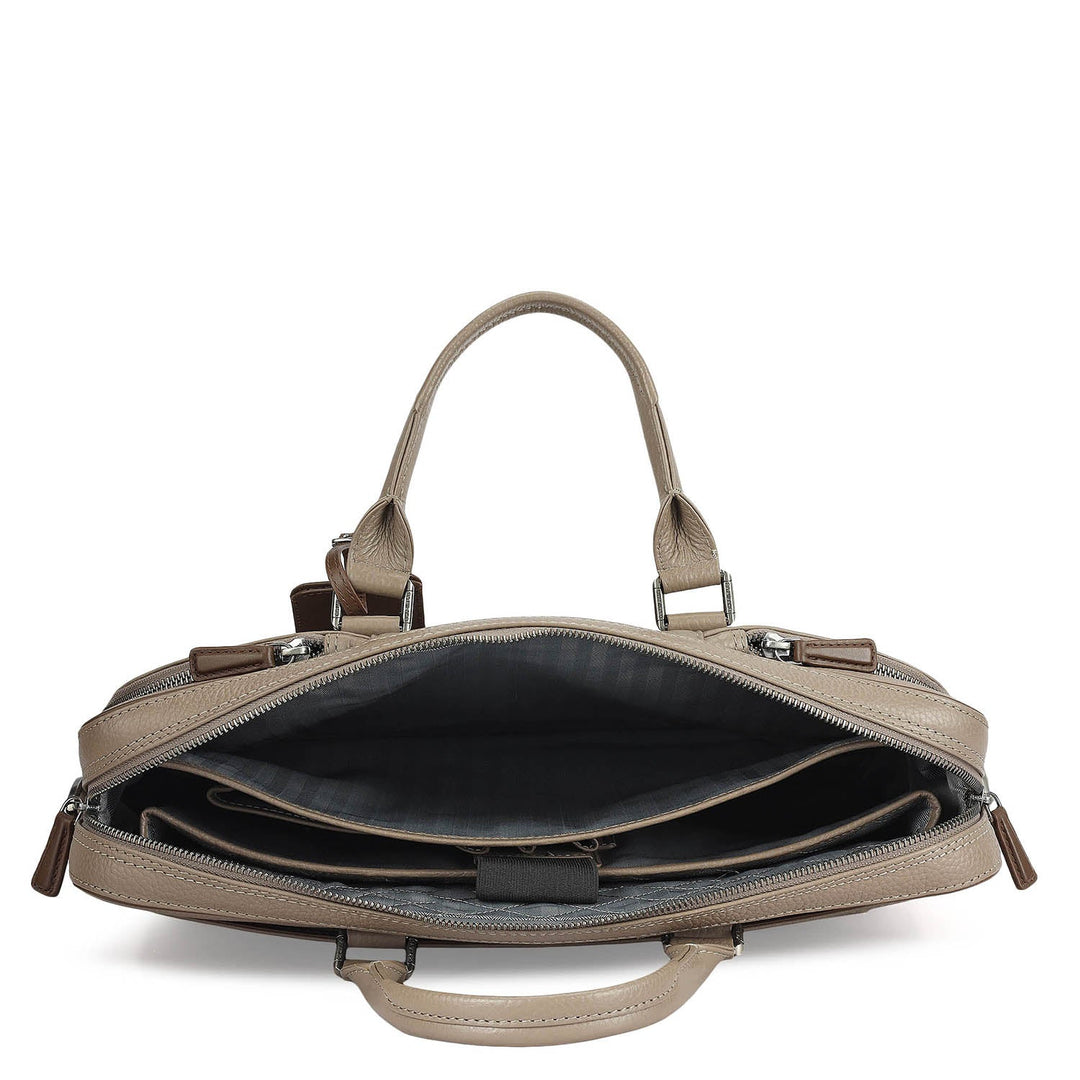 Wax Leather Laptop Bag - Smoke Grey