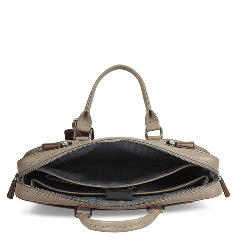 Wax Leather Laptop Bag - Smoke Grey