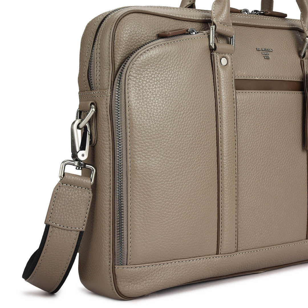 Wax Leather Laptop Bag - Smoke Grey