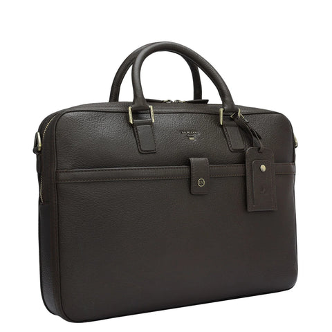 Wax Leather Laptop Bag - Brown