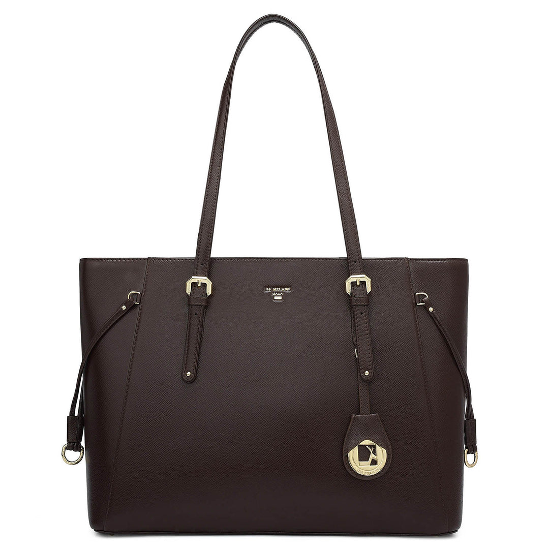 Large Franzy Leather Tote - Chocolate