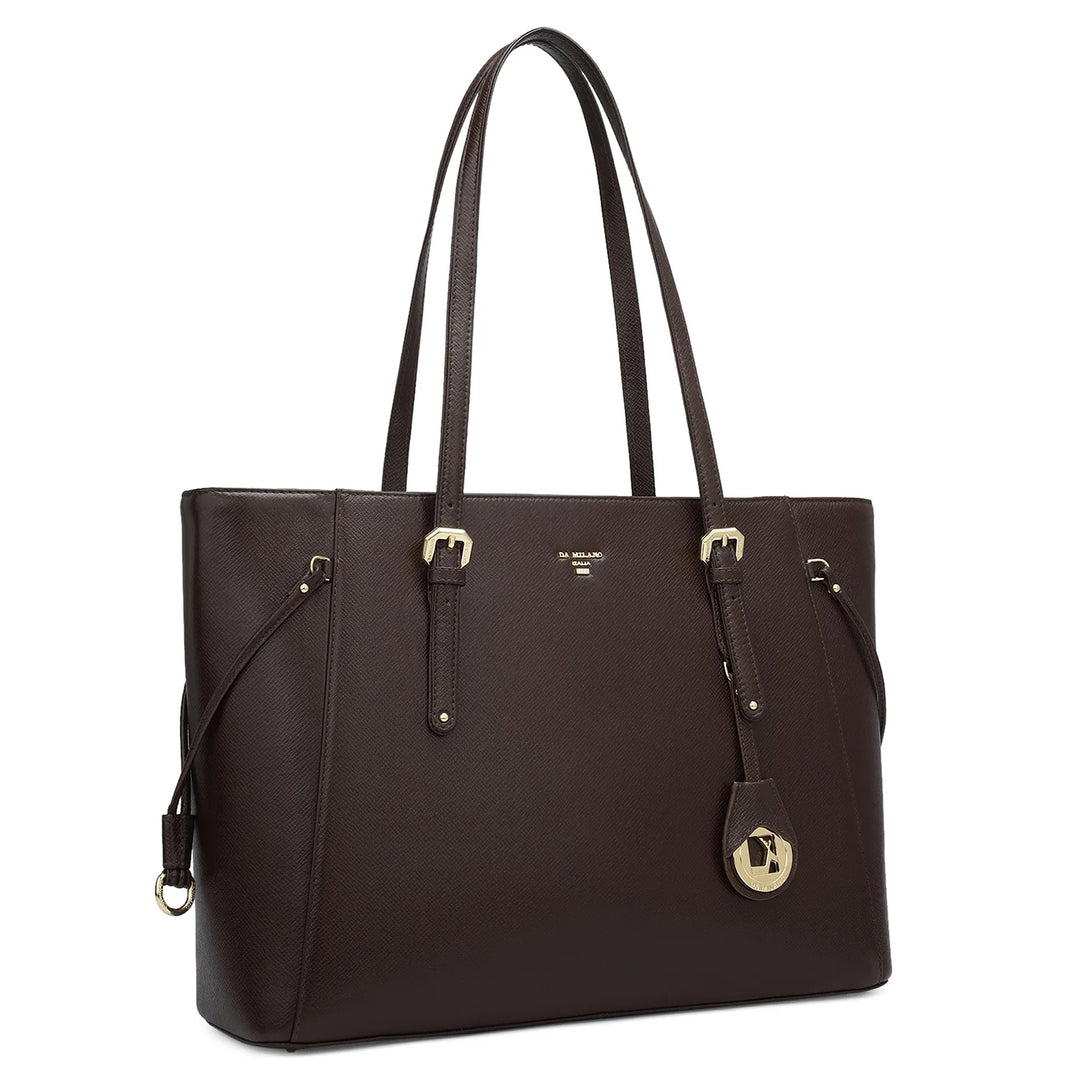 Large Franzy Leather Tote - Chocolate