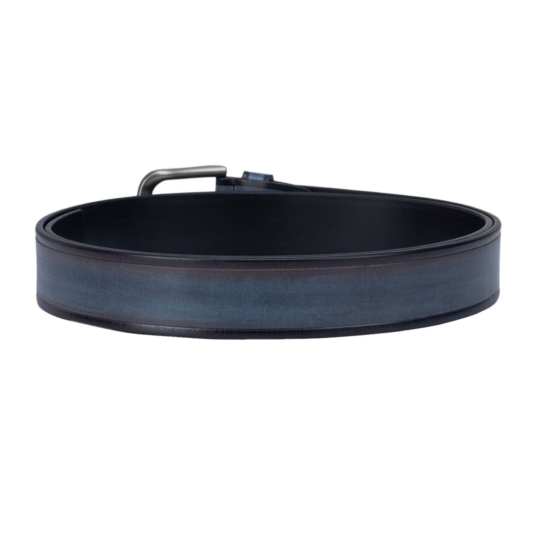 Blue Plain Leather Men'S Belt