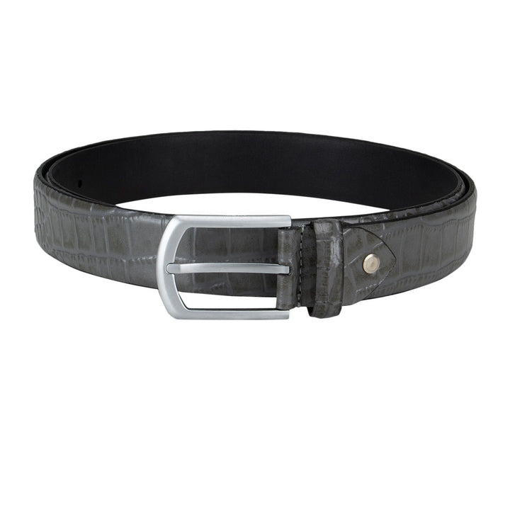 Casual Croco Leather Mens Belt - Charcoal Grey
