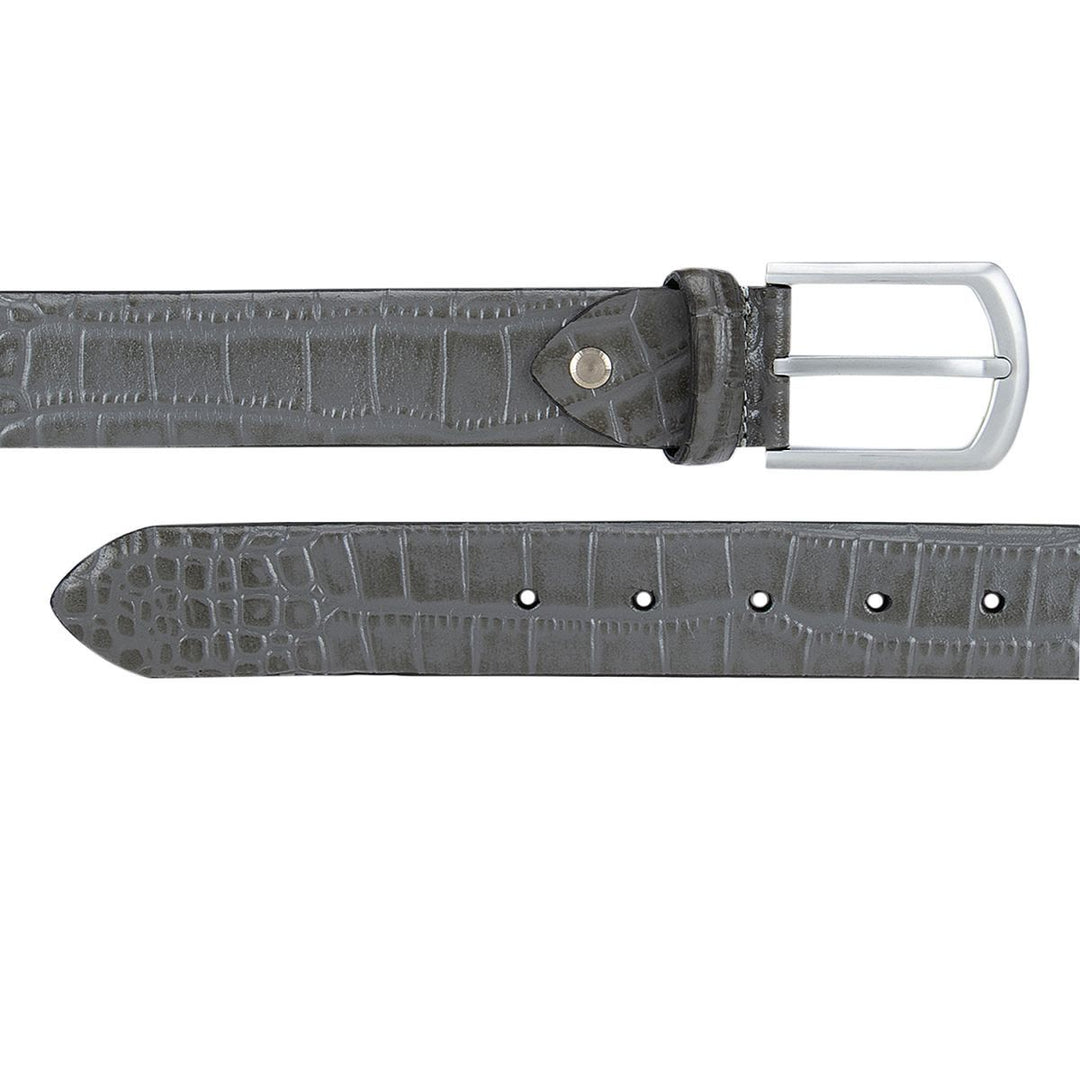Casual Croco Leather Mens Belt - Charcoal Grey