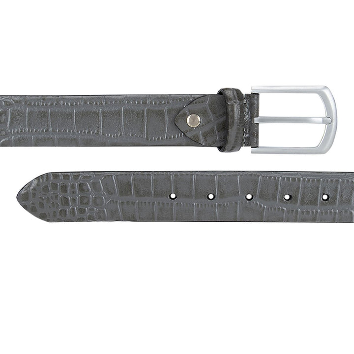Casual Croco Leather Mens Belt - Charcoal Grey
