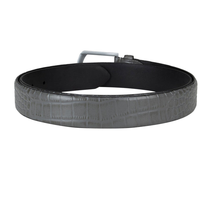 Casual Croco Leather Mens Belt - Charcoal Grey
