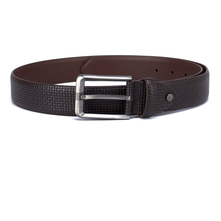 Casual Mat-Emboss Leather Mens Belt - Brown