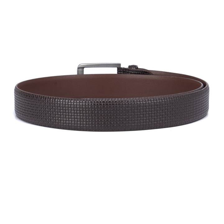 Casual Mat-Emboss Leather Mens Belt - Brown