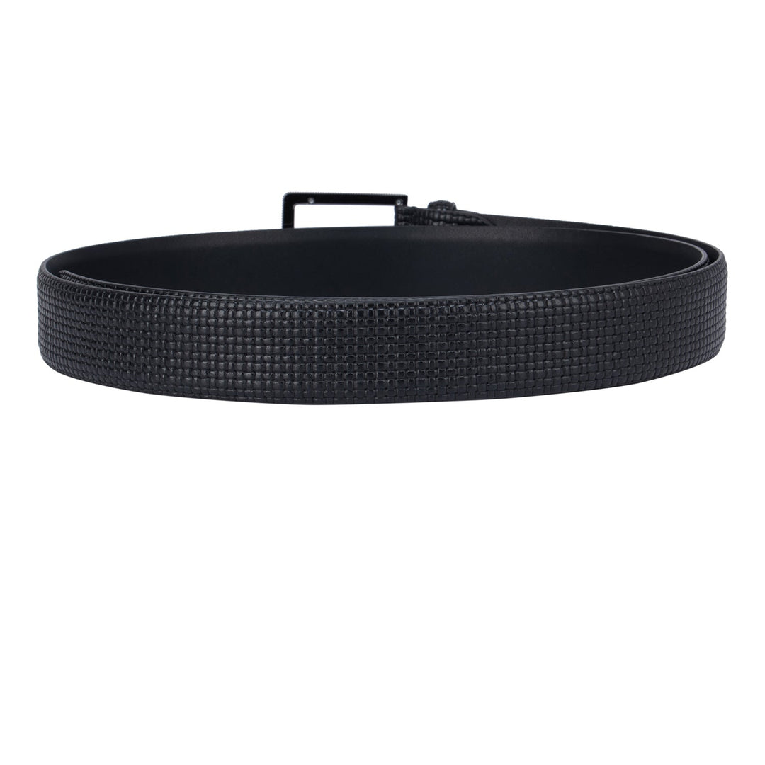 Casual Mat Emboss Leather Mens Belt - Black