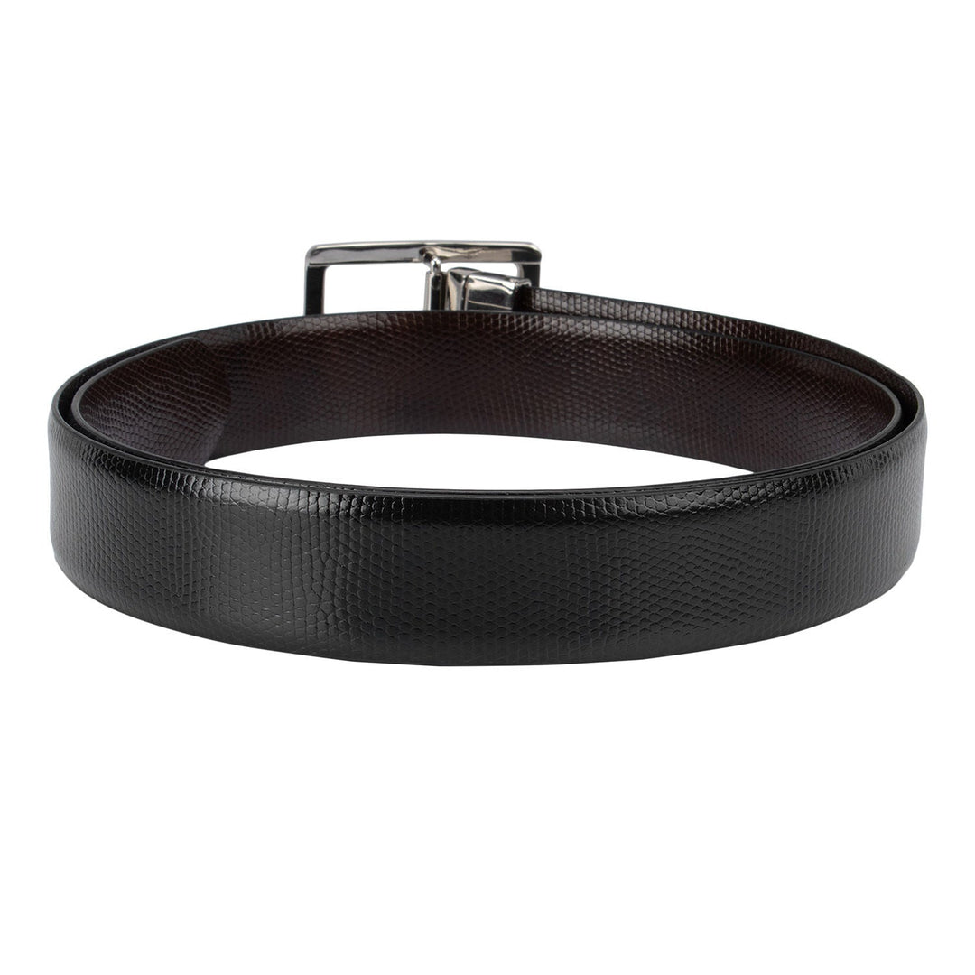 Formal Lizard Leather Reversible Mens Belt - Black & Brown