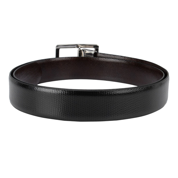 Formal Lizard Leather Reversible Mens Belt - Black & Brown