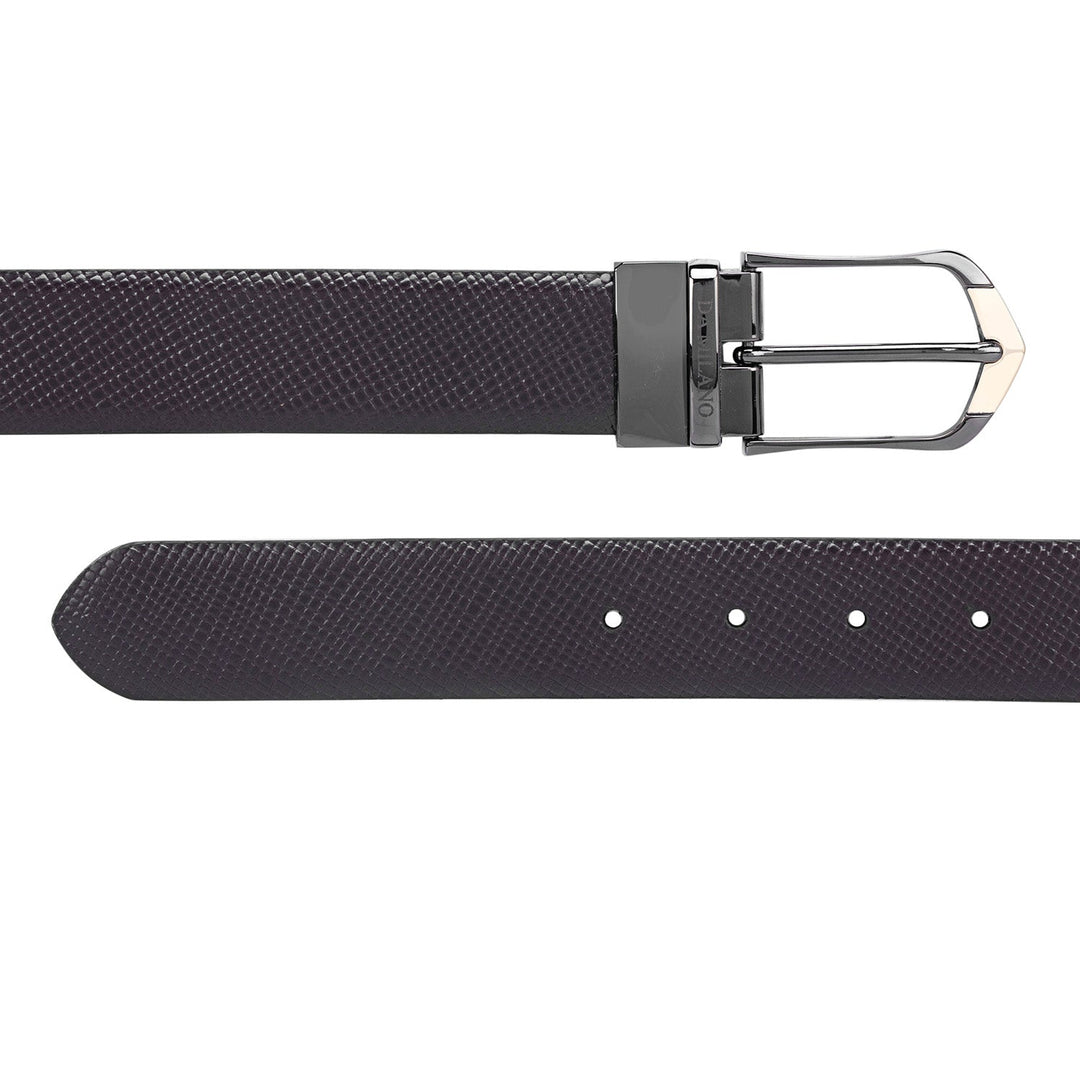 Semi Formal Matrix Leather Reversible Belt - Brown