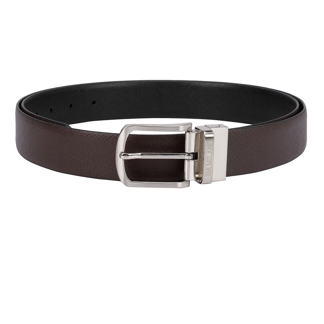 Casual Saffiano Leather Reversible Mens Belt - Brown and Black
