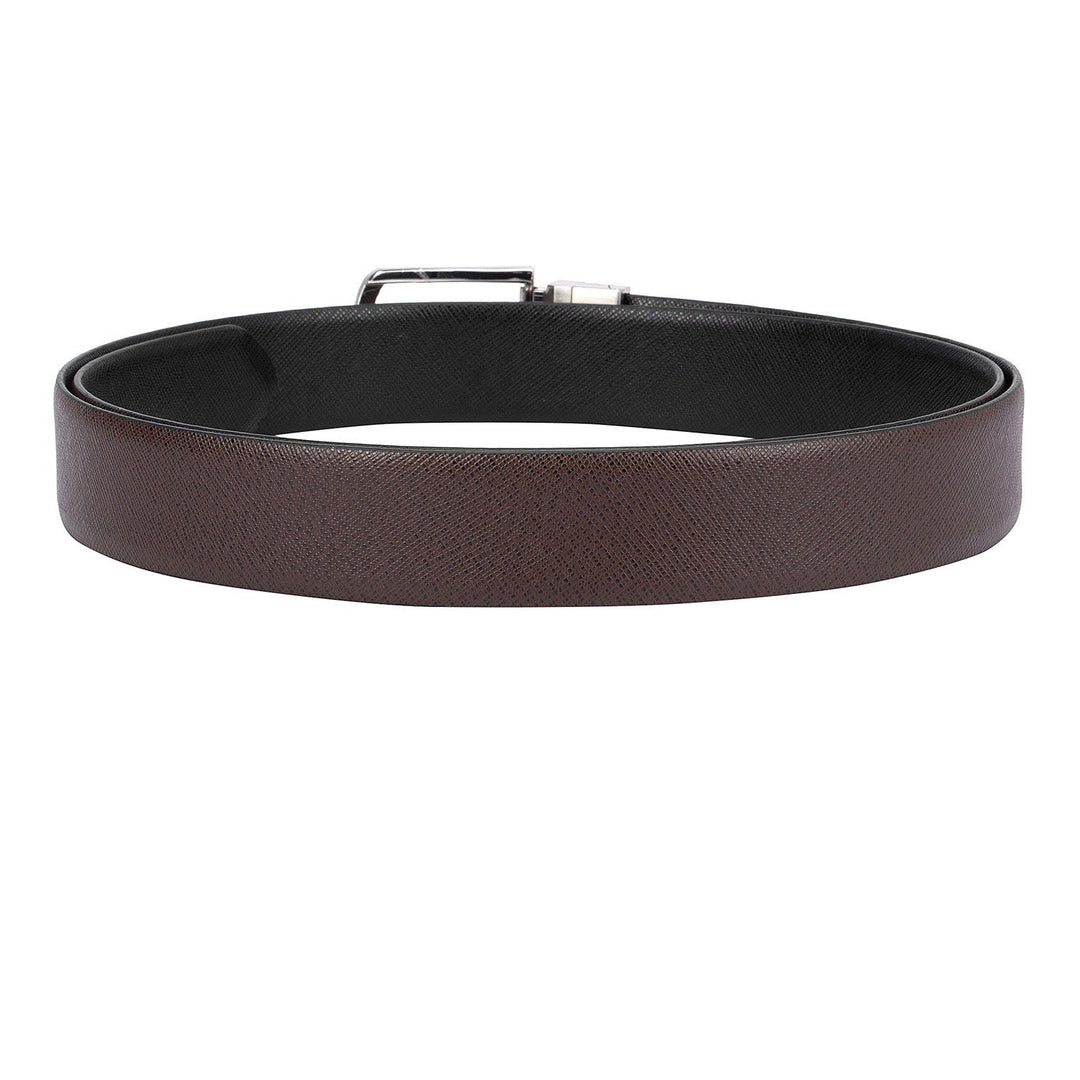 Casual Saffiano Leather Reversible Mens Belt - Brown and Black