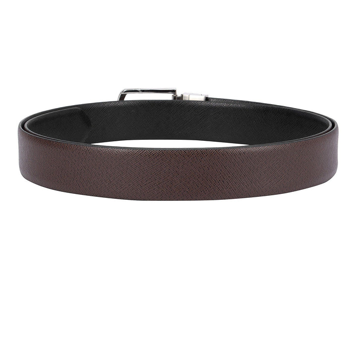 Casual Saffiano Leather Reversible Mens Belt - Brown and Black