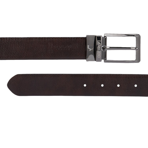 Casual Saffiano Leather Mens Belt - Black & Cognac