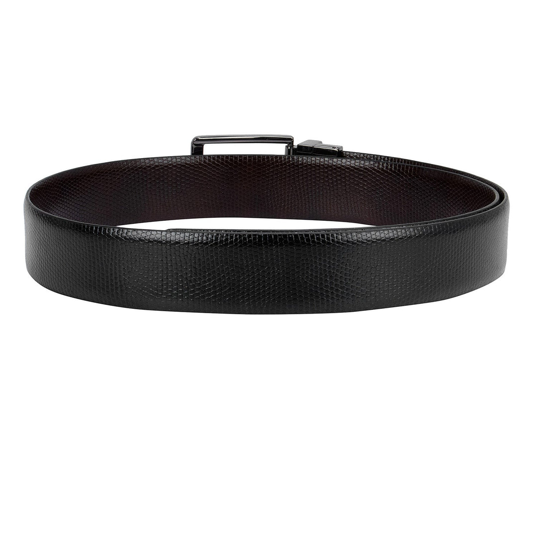 Casual Saffiano Leather Mens Belt - Black & Cognac
