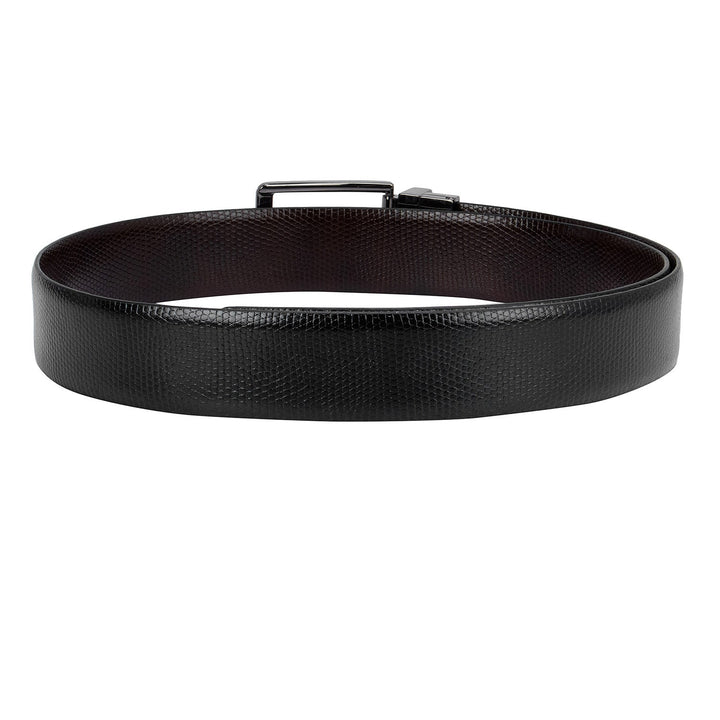 Casual Saffiano Leather Mens Belt - Black & Cognac