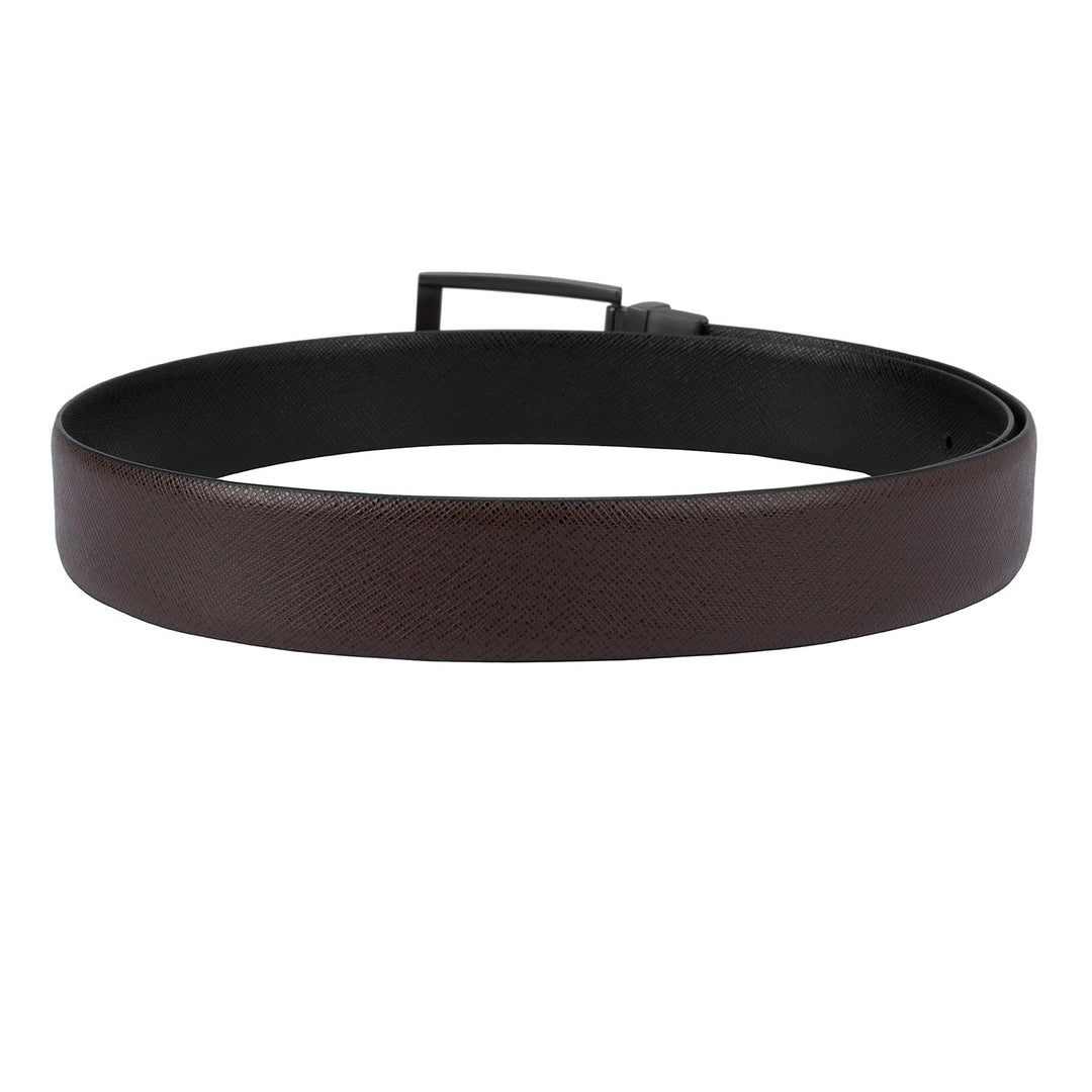 Casual Saffiano Leather Reversible Mens Belt - Brown & Black