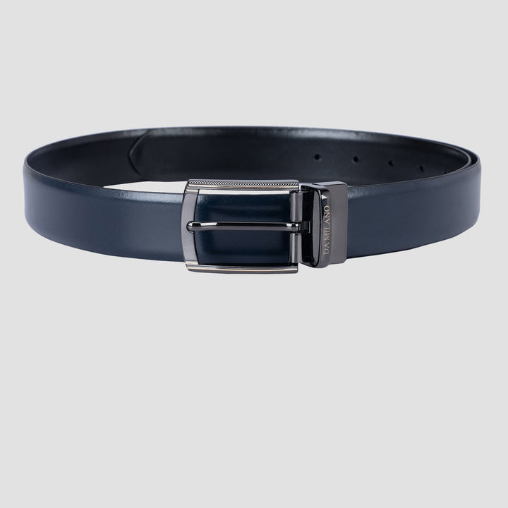 Casual Plain Leather Reversible Mens Belt - Blue & Black