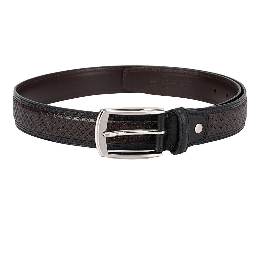 Brown and Black Pun Textured Men's Belt