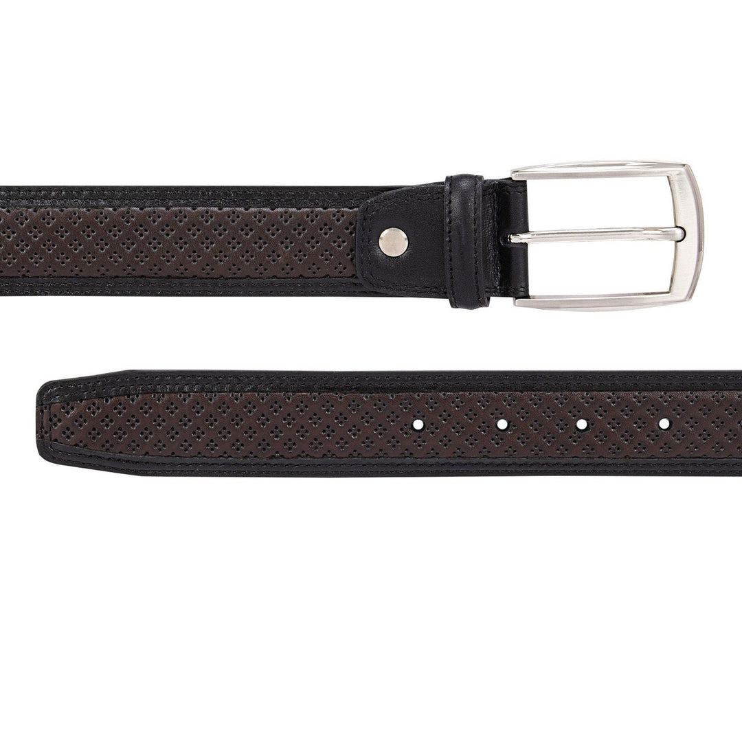 Brown and Black Pun Textured Men's Belt
