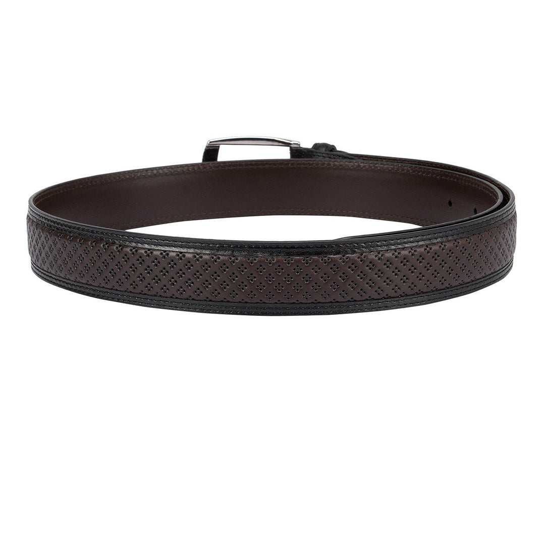 Brown and Black Pun Textured Men's Belt