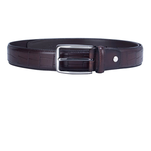 Semi Formal Croco Leather Mens Belt - Brown