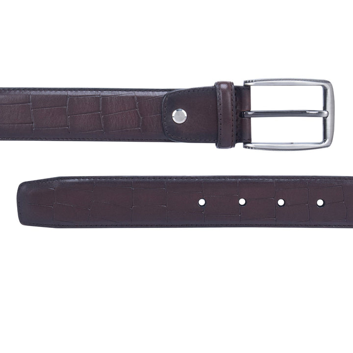 Semi Formal Croco Leather Mens Belt - Brown