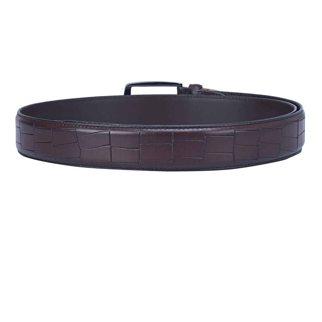 Semi Formal Croco Leather Mens Belt - Brown