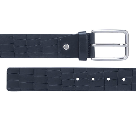 Semi Formal Croco Leather Belt - Black