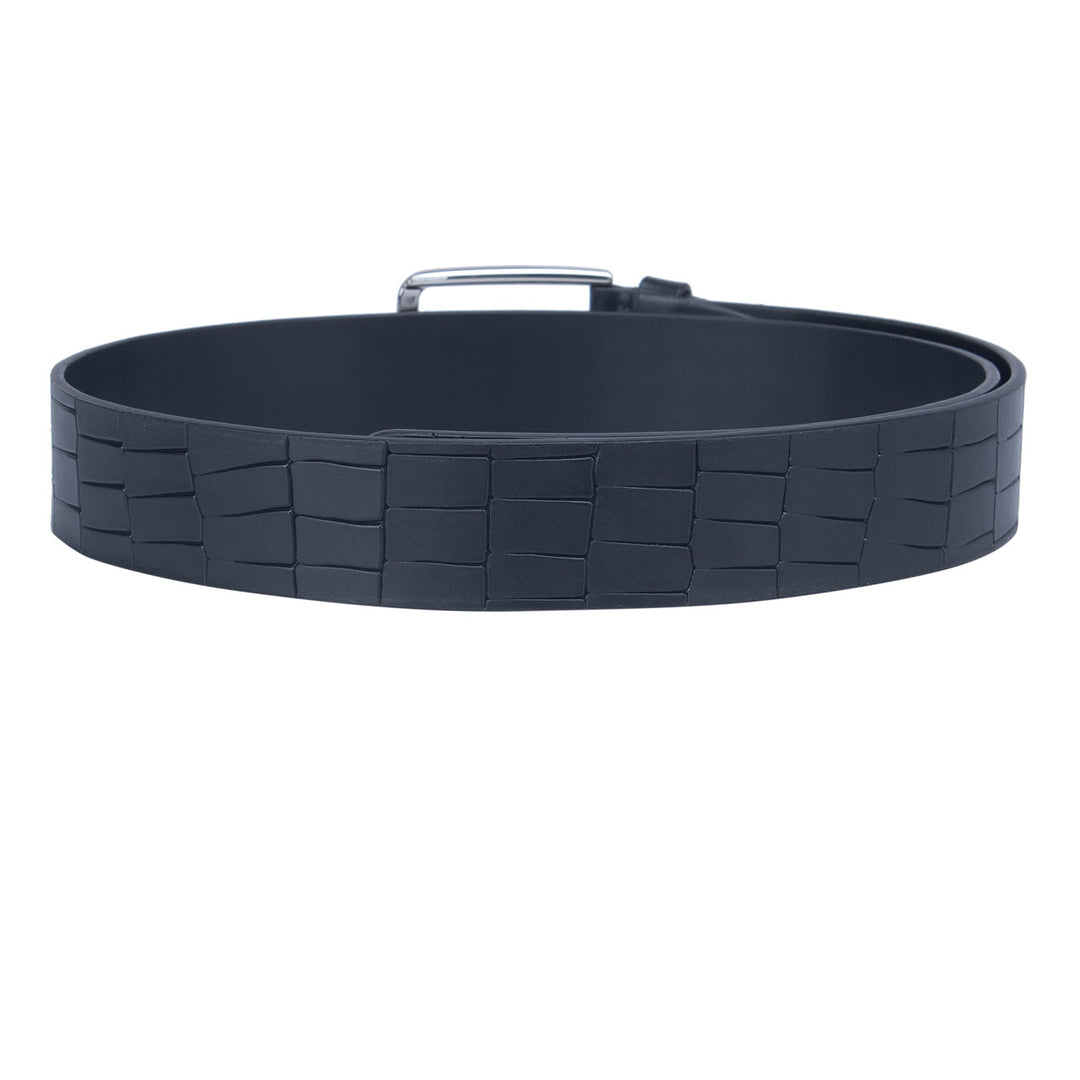Semi Formal Croco Leather Belt - Black