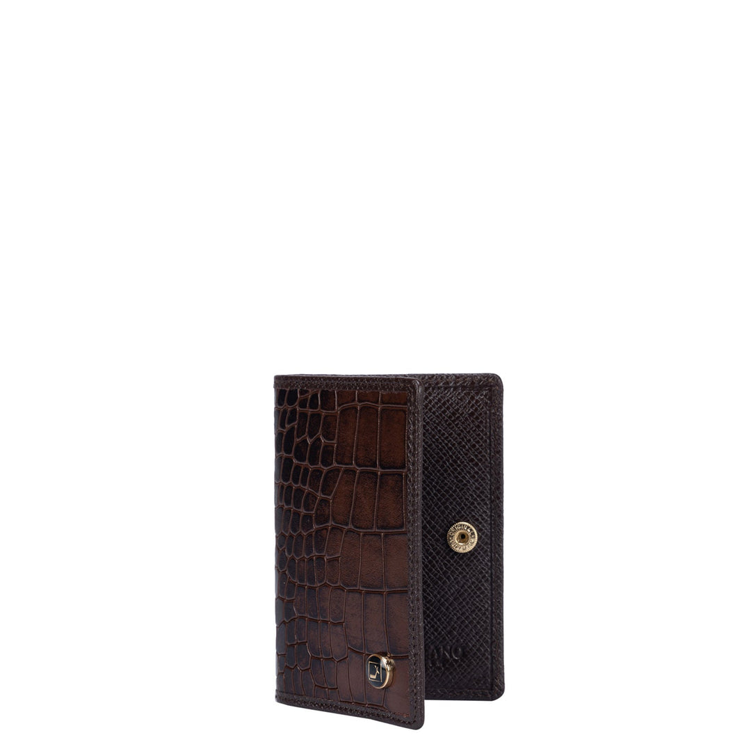 Brown Croco Textured Card Case