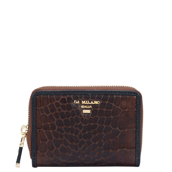 Croco Leather Card Case - Brown