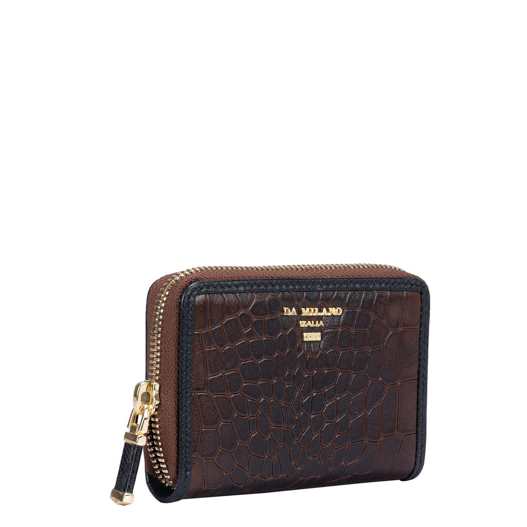 Croco Leather Card Case - Brown