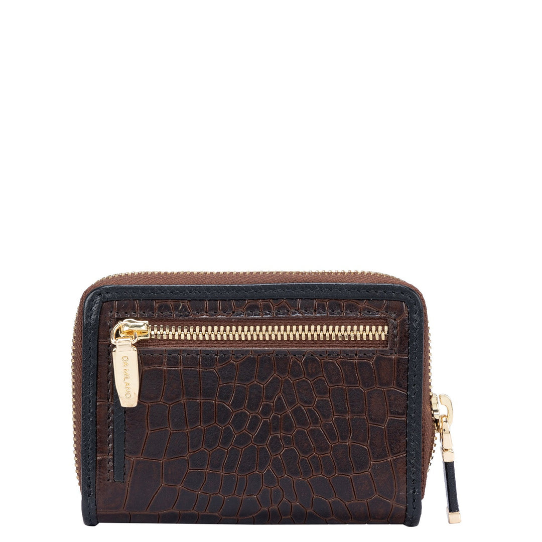 Croco Leather Card Case - Brown